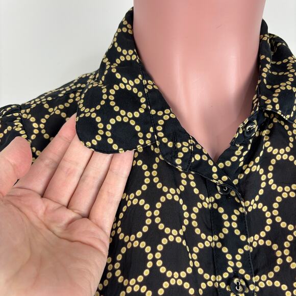 Banana Republic Silk Button Blouse Small black gold preppy old money Y2K - Picture 3 of 12